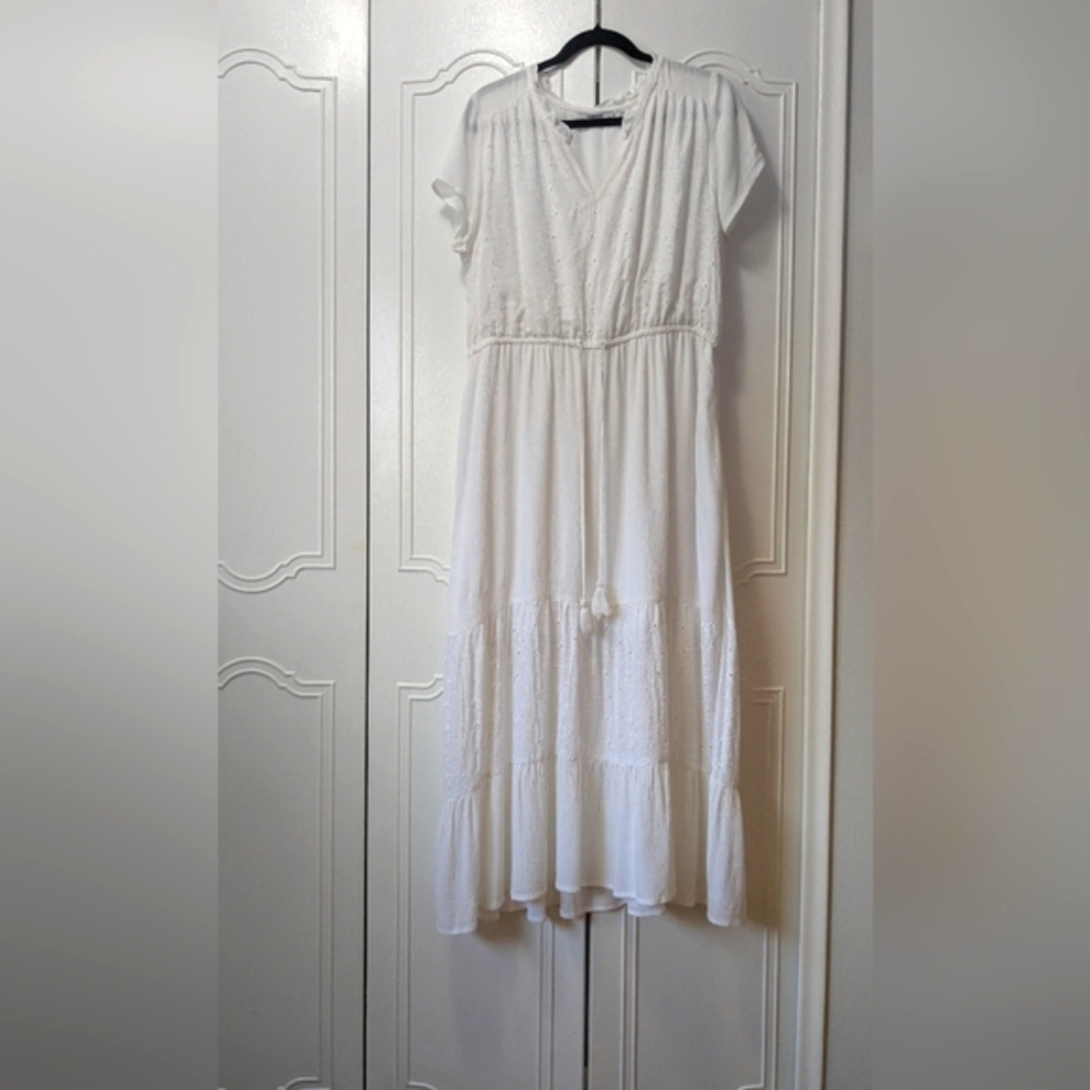 Sonoma Women White Maxi Sundress with Flutter Sleeves Cottagecore Sz XL